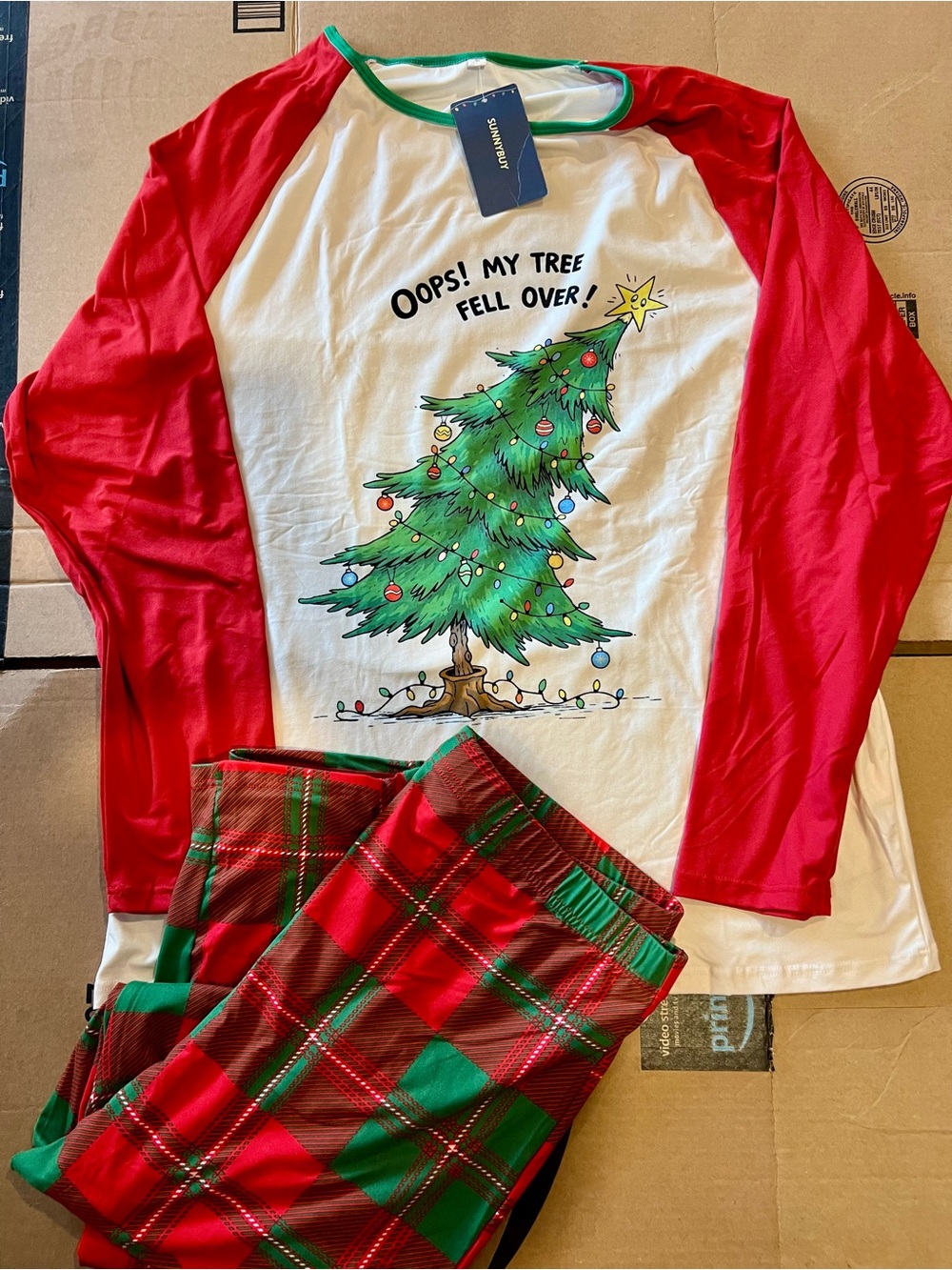Unbranded  Red & White Christmas Tree Pajama Set